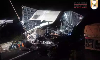 Em Bambuí: Semi-reboque de carreta derrapa na pista e mata motorista de caminhão na BR 354
