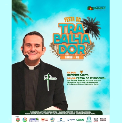 Último dia da Festa do Trabalhador em Bambuí terá a "Missa do Impossível" celebrada pelo Padre Pierre juntamente com párocos locais