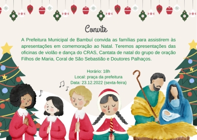 Hoje tem mais comemorações de Natal em Bambuí