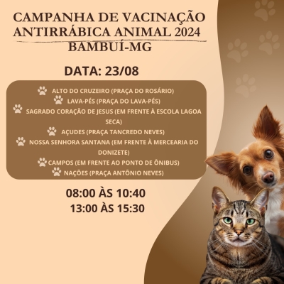 Vacinação antirrábica animal 2024